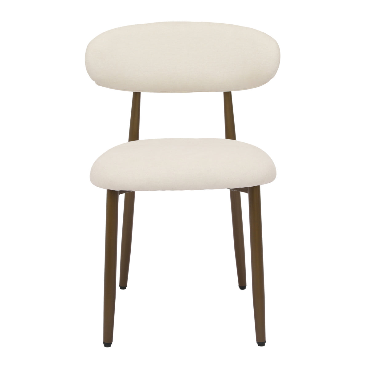 Beige Upholstered Metal Dining Chairs (2) by OROA