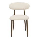 Beige Upholstered Metal Dining Chairs (2) by OROA