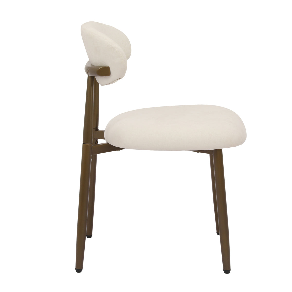 Beige Upholstered Metal Dining Chairs (2) by OROA