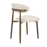 Beige Upholstered Metal Dining Chairs (2) by OROA