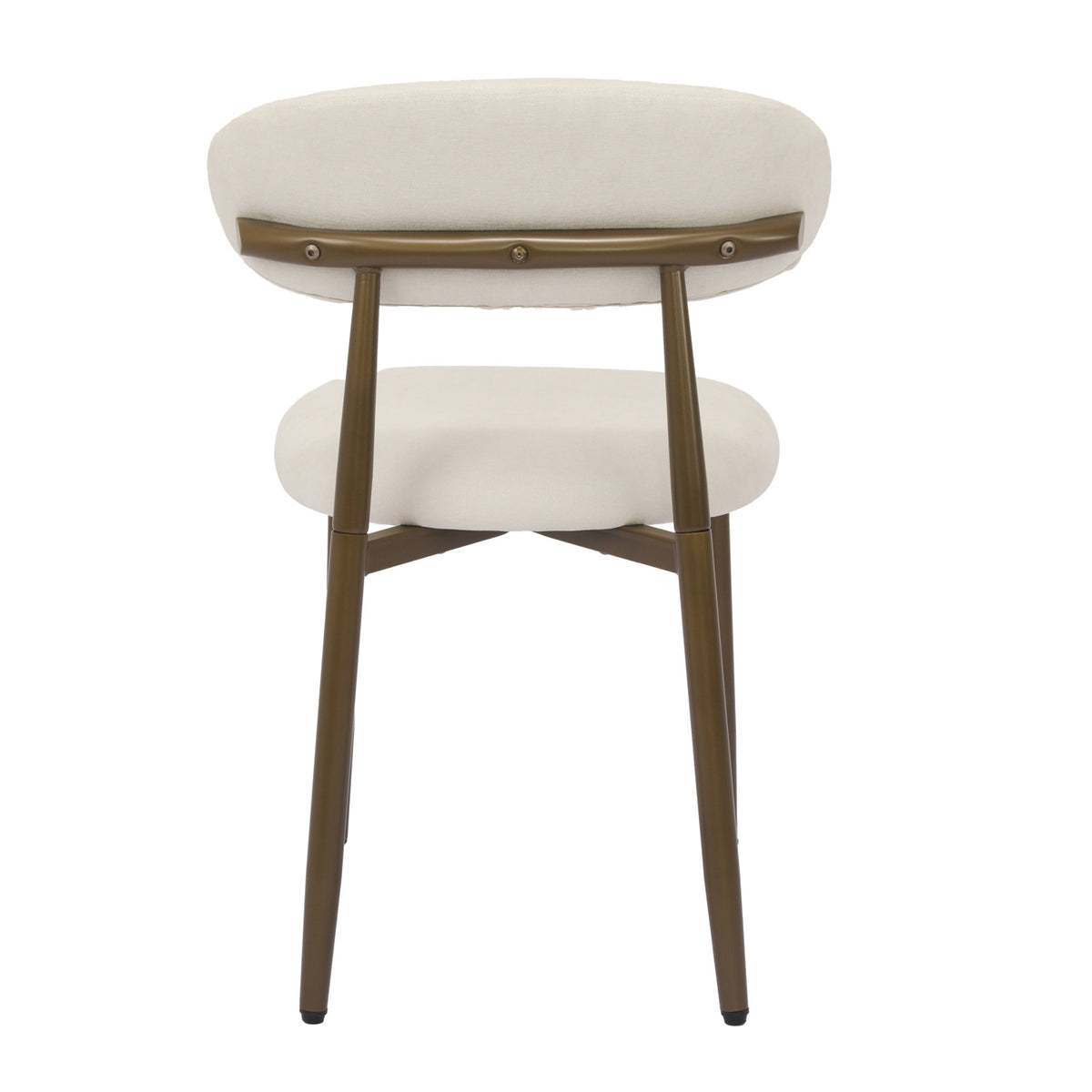 Beige Upholstered Metal Dining Chairs (2) by OROA