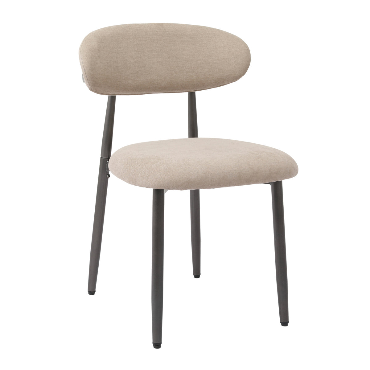 Modern Camel Fabric Upholstered Metal Dining Chairs (2) by OROA