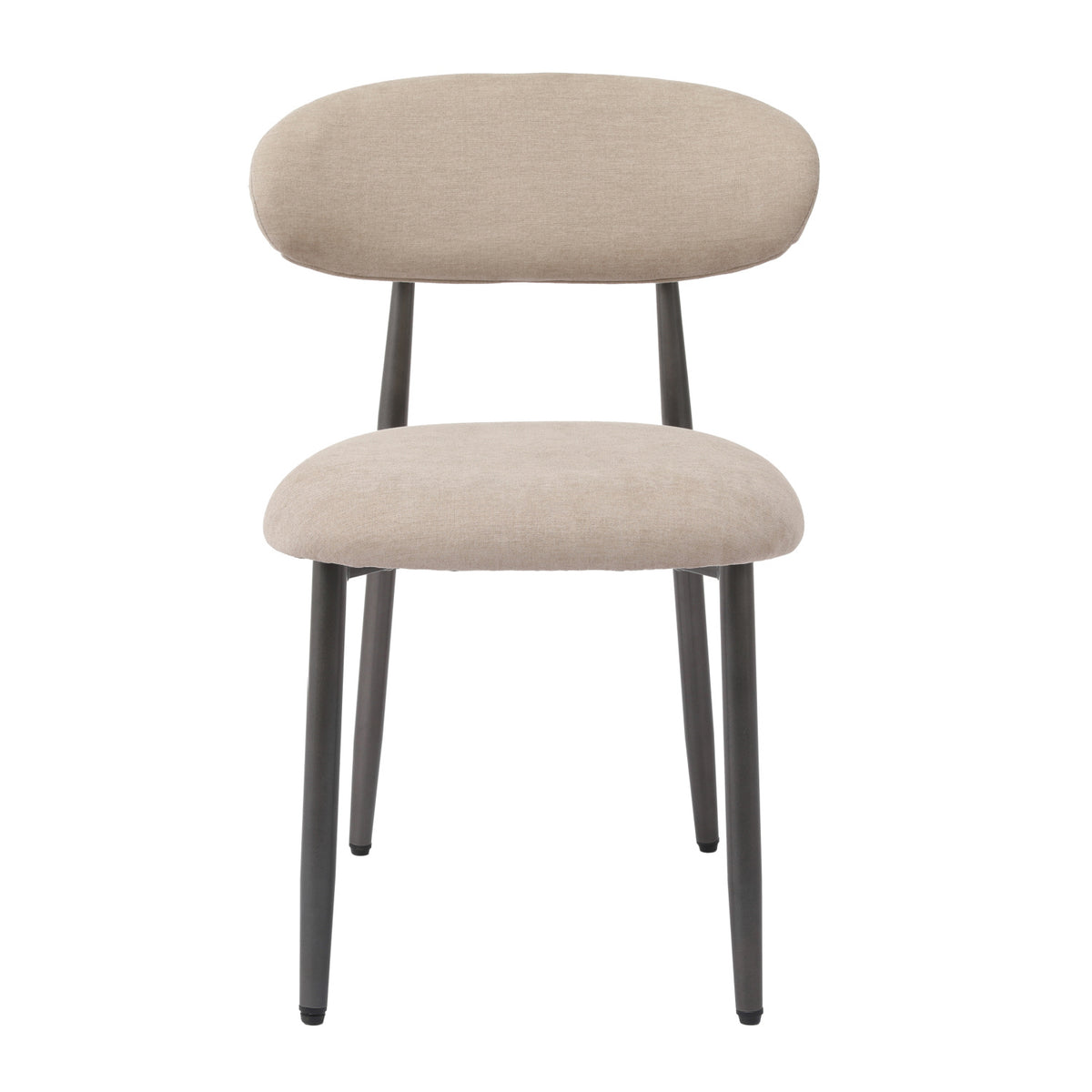 Modern Camel Fabric Upholstered Metal Dining Chairs (2) by OROA