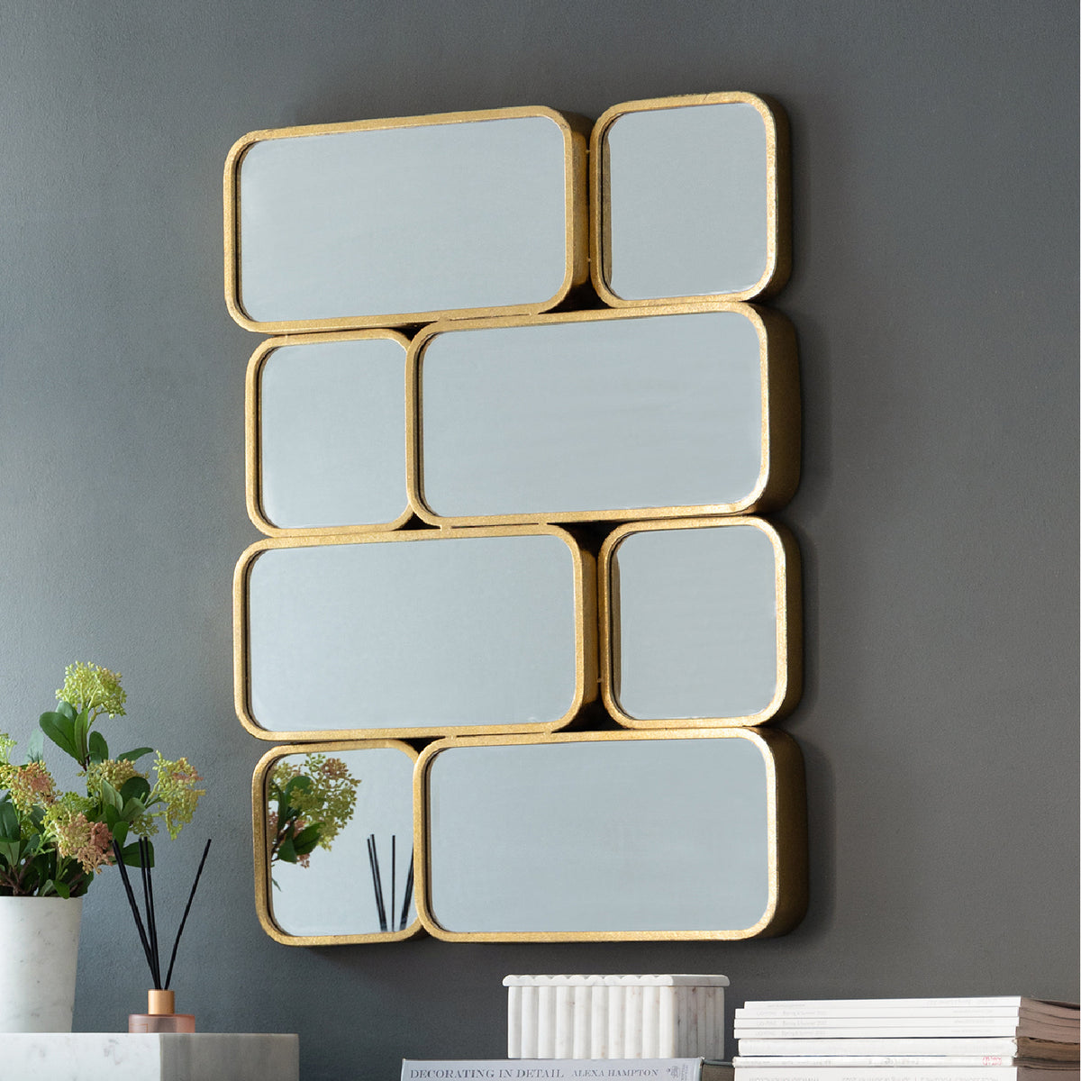 Modern European furniture - Gold Metal Framed Wall Mirror - www.oroa.com
