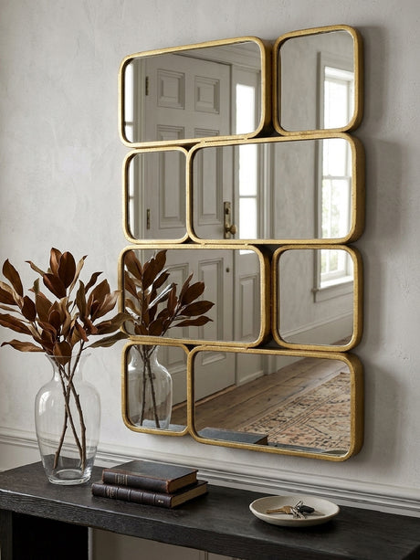 Modern European furniture - Gold Metal Framed Wall Mirror - www.oroa.com