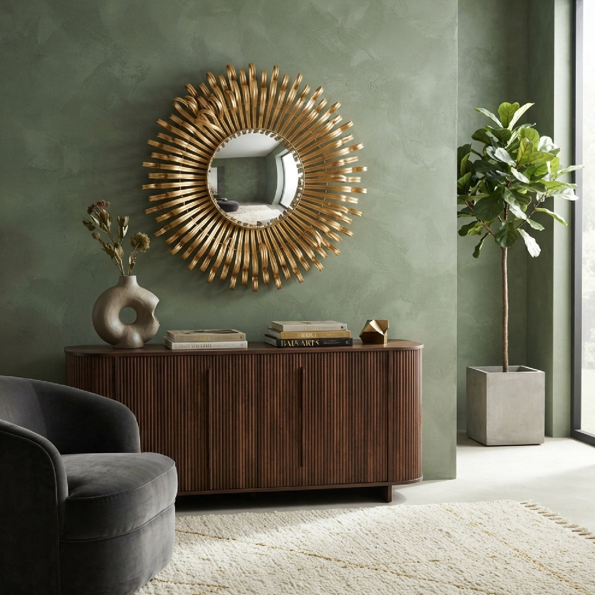 Sunburst Design Wall Mirror | OROA