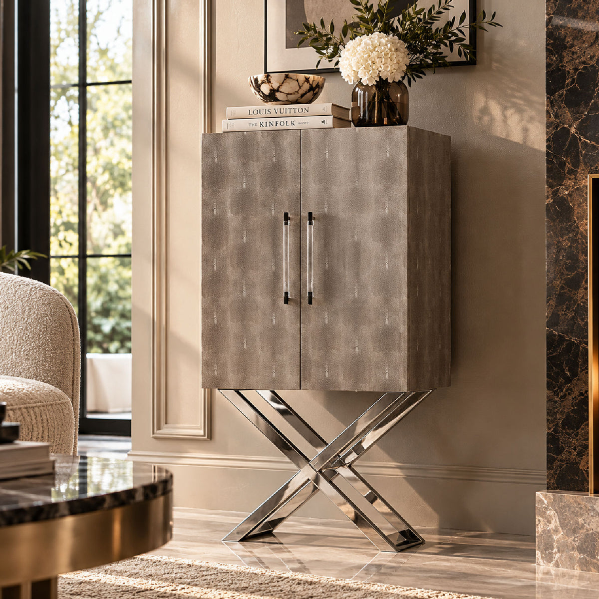 Modern Freestanding Metal and Wood Accent Cabinet | OROA
