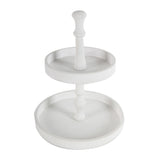 White Two-Tiered Round Wooden Tray | OROA