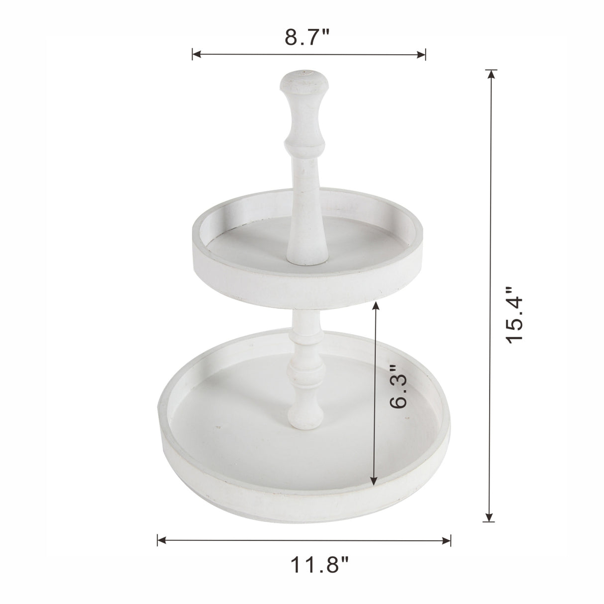 White Two-Tiered Round Wooden Tray | OROA