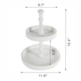 White Two-Tiered Round Wooden Tray | OROA