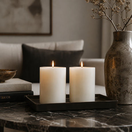 Modern European furniture - Ivory Soy Wax Pillar Candles, S/2 - www.oroa.com