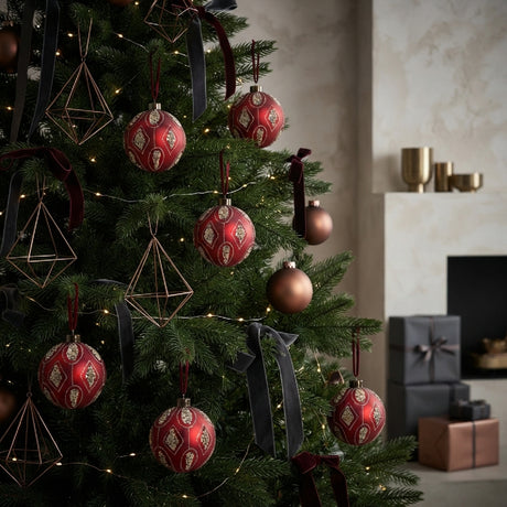 Red Glass Decorative Hanging Balls (6) | OROA