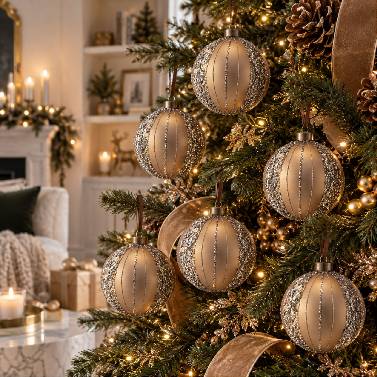 Golden Christmas Decorative Balls (6) | OROA