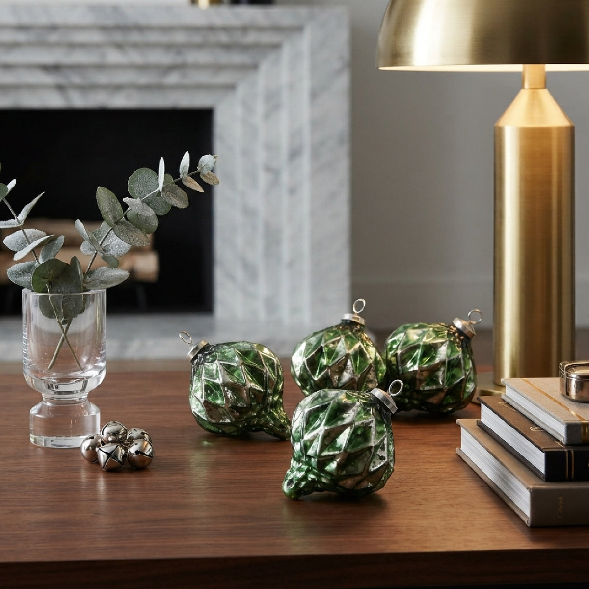 Green Glass Decorative Hanging Balls (4) | OROA