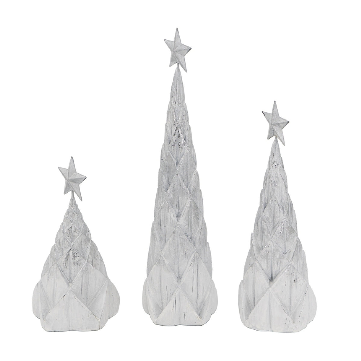 Resin White/Silver Christmas Tree (Set of 3) | OROA