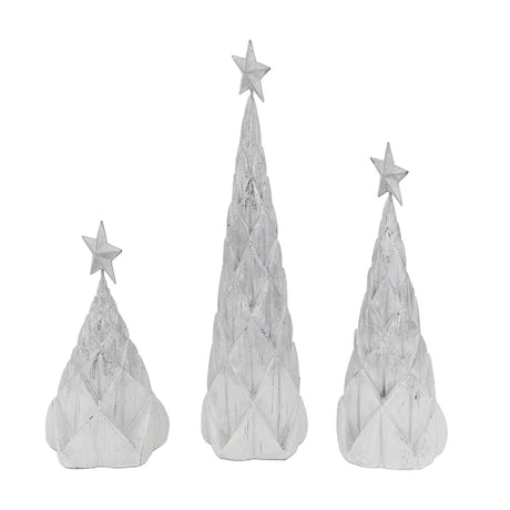 Resin White/Silver Christmas Tree (Set of 3) | OROA