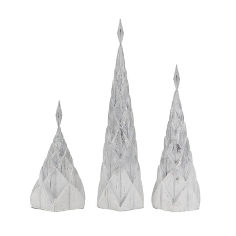 Resin White/Silver Christmas Tree (Set of 3) | OROA