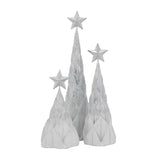 Resin White/Silver Christmas Tree (Set of 3) | OROA