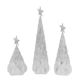 Resin White/Silver Christmas Tree (Set of 3) | OROA