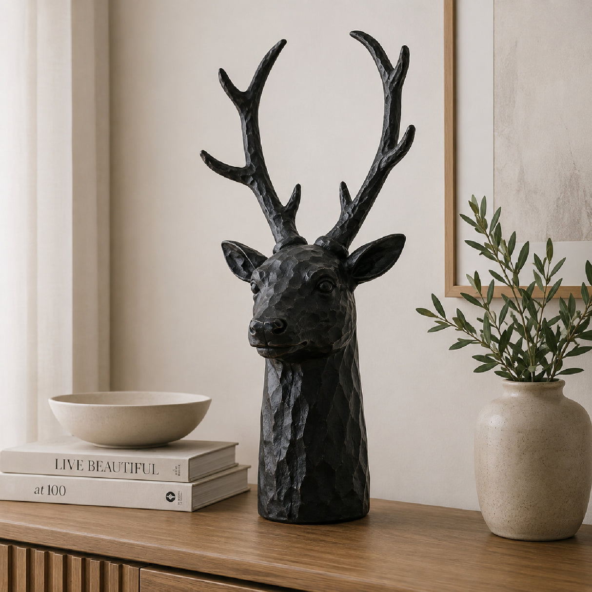 Black Darby Deer Head Statue | OROA