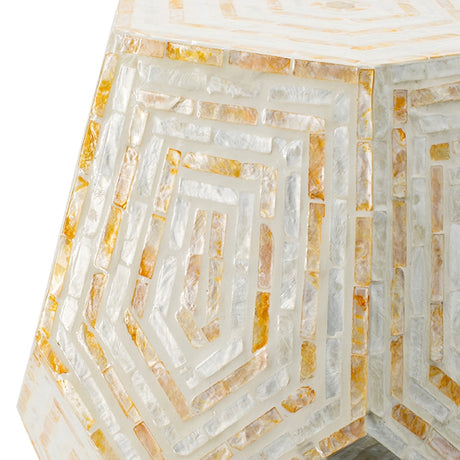 Modern European furniture - Hexagonal Capes Capiz Accent Stool - www.oroa.com
