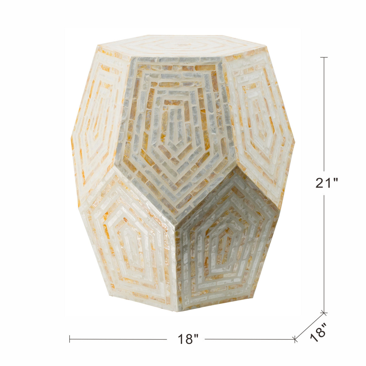 Modern European furniture - Hexagonal Capes Capiz Accent Stool - www.oroa.com