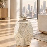 Modern European furniture - Hexagonal Capes Capiz Accent Stool - www.oroa.com