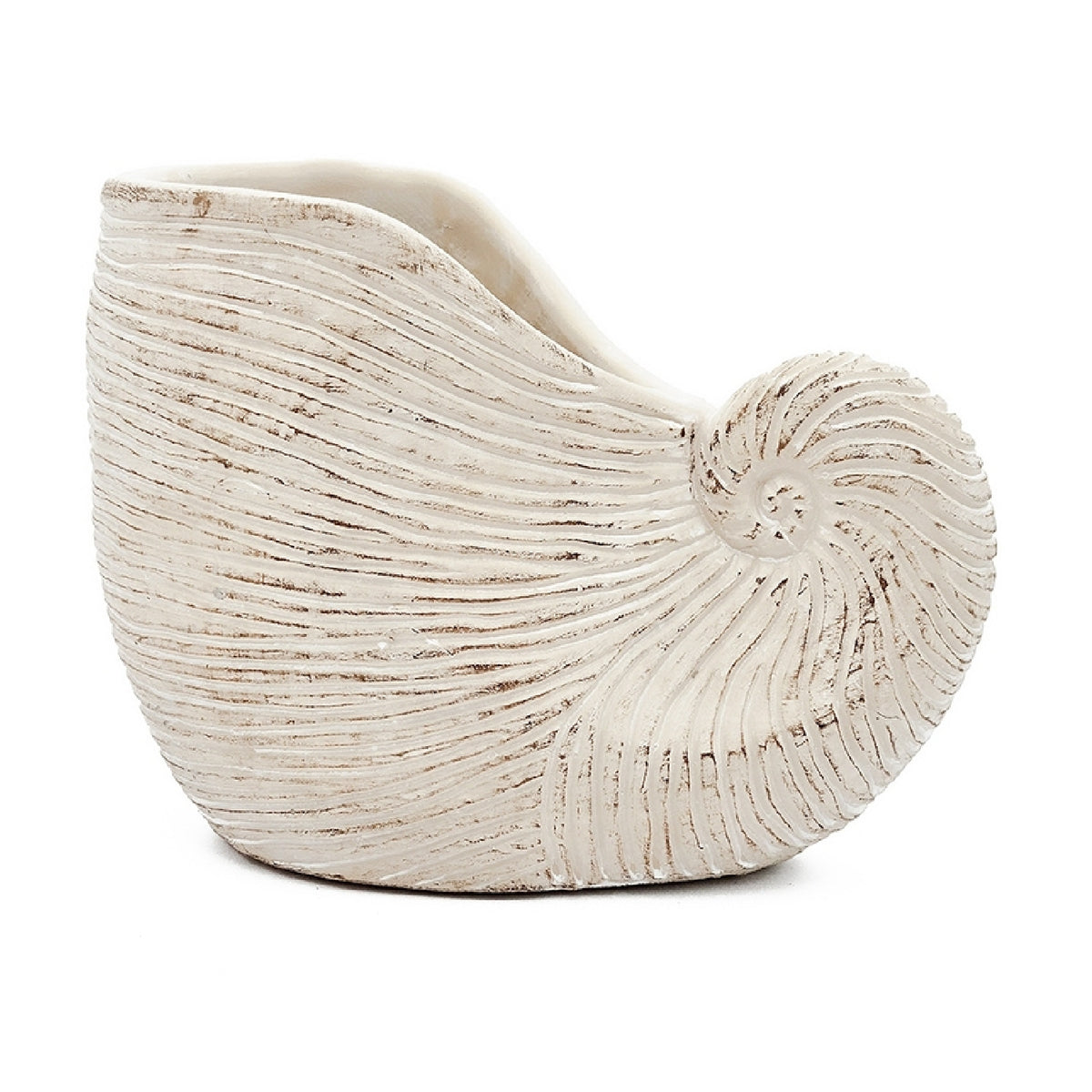 Modern European furniture - Textured Beige Nautilus Shell Sand Cement Planter - www.oroa.com