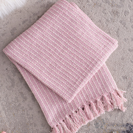 Pink and Tan Cotton Throw Blankets (2) | OROA
