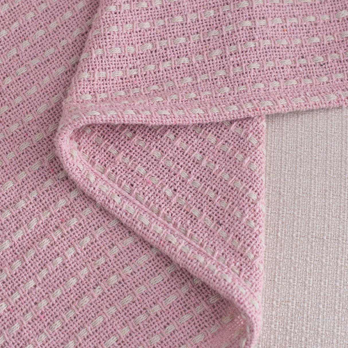 Pink and Tan Cotton Throw Blankets (2) | OROA