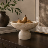 Modern European furniture - Cream Marble Pedestal Bowl - www.oroa.com
