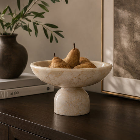 Modern European furniture - Cream Marble Pedestal Bowl - www.oroa.com
