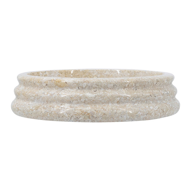Modern European furniture - Cream Round Ribbed Marble Bowl - www.oroa.com