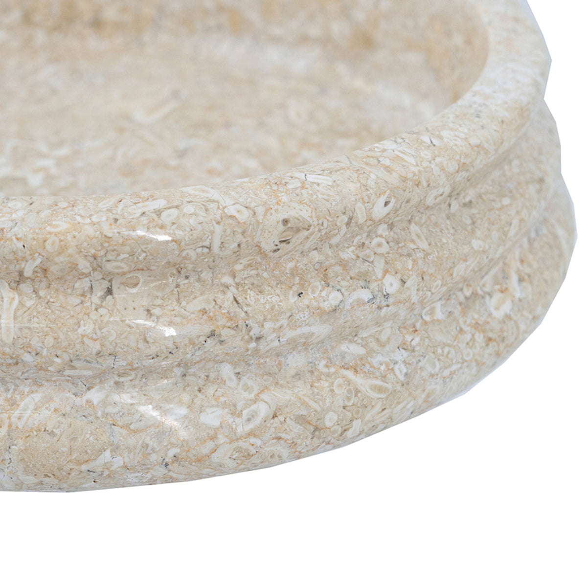 Modern European furniture - Cream Round Ribbed Marble Bowl - www.oroa.com
