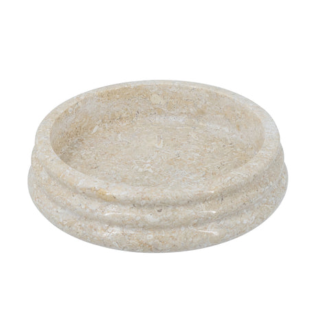 Modern European furniture - Cream Round Ribbed Marble Bowl - www.oroa.com