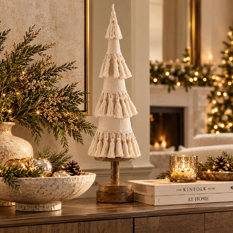 Fringes Embellished Cone Christmas Decor | OROA