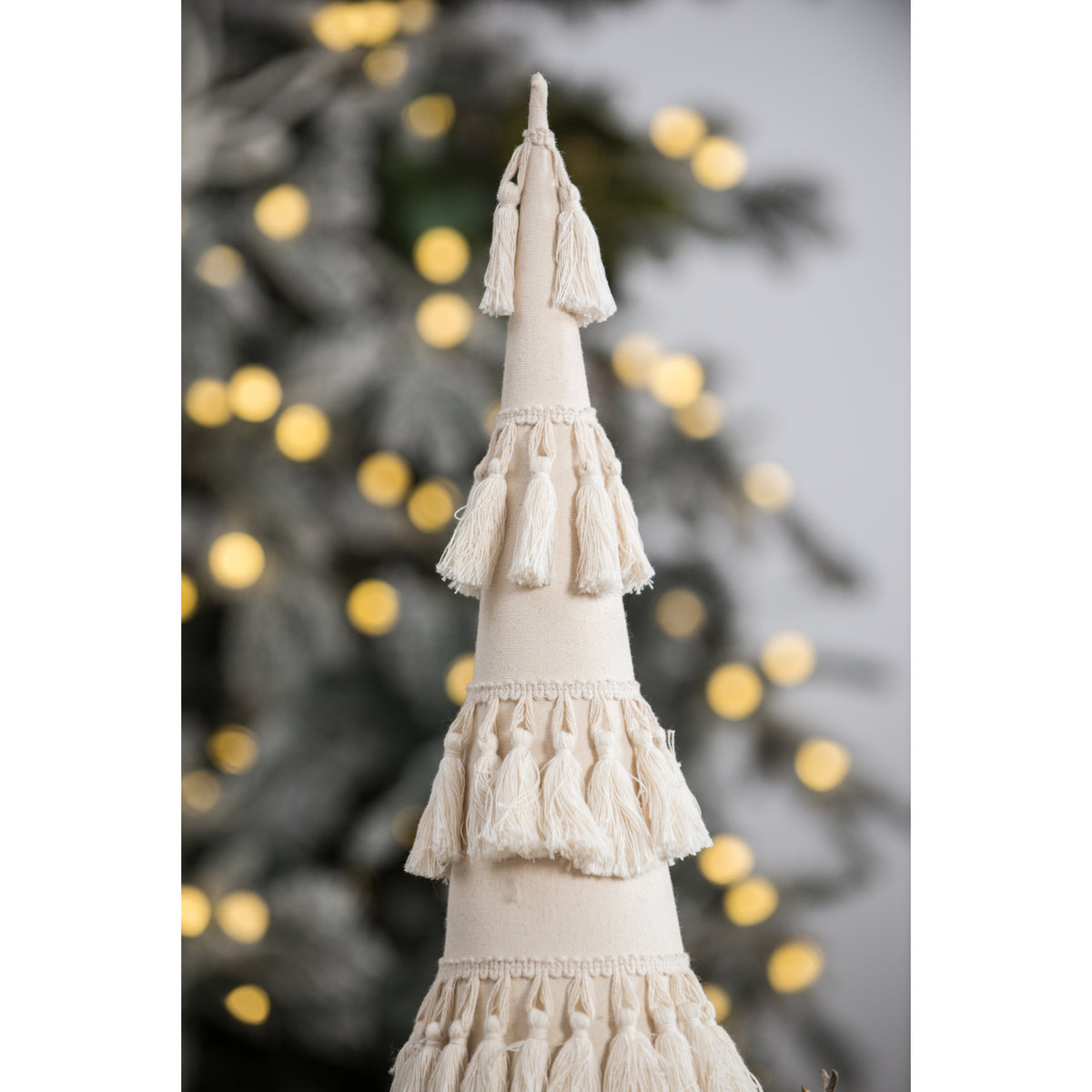 Fringes Embellished Cone Christmas Decor | OROA