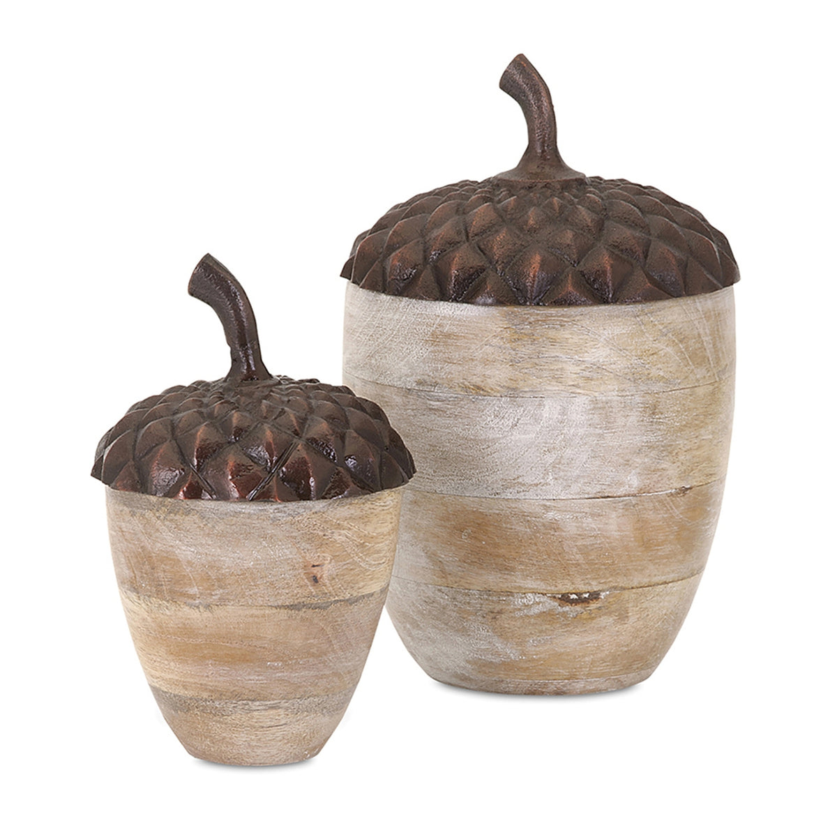 Modern European furniture - Brown Wooden Acorn Decorative Accents (2) - www.oroa.com