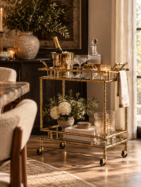 Antique Brass Twig Bar Cart | OROA