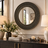 Round Woven Texture Wall Mirror - OROA - view 2