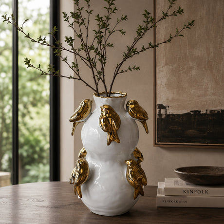 White Two-Tiered Ceramic Vase | OROA