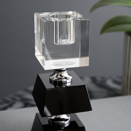 Black and Clear Square Candle Holder | OROA