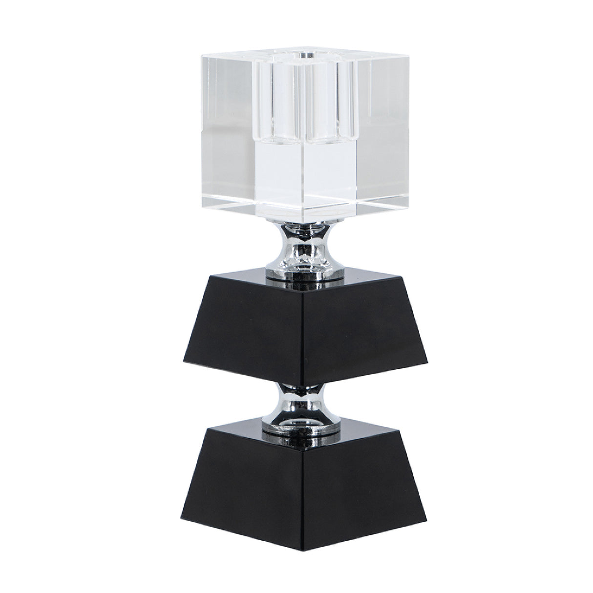 Black and Clear Square Candle Holder | OROA