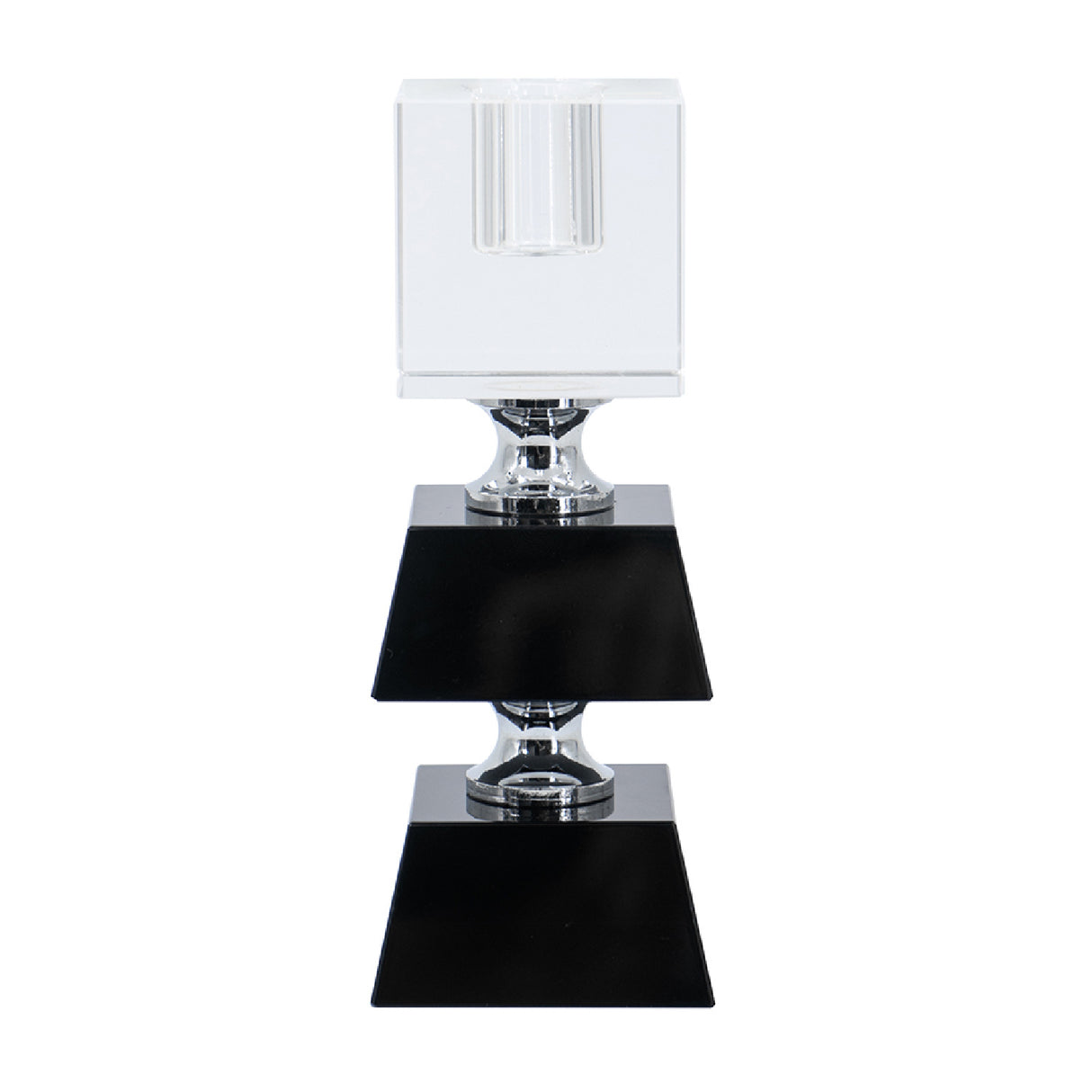 Black and Clear Square Candle Holder | OROA