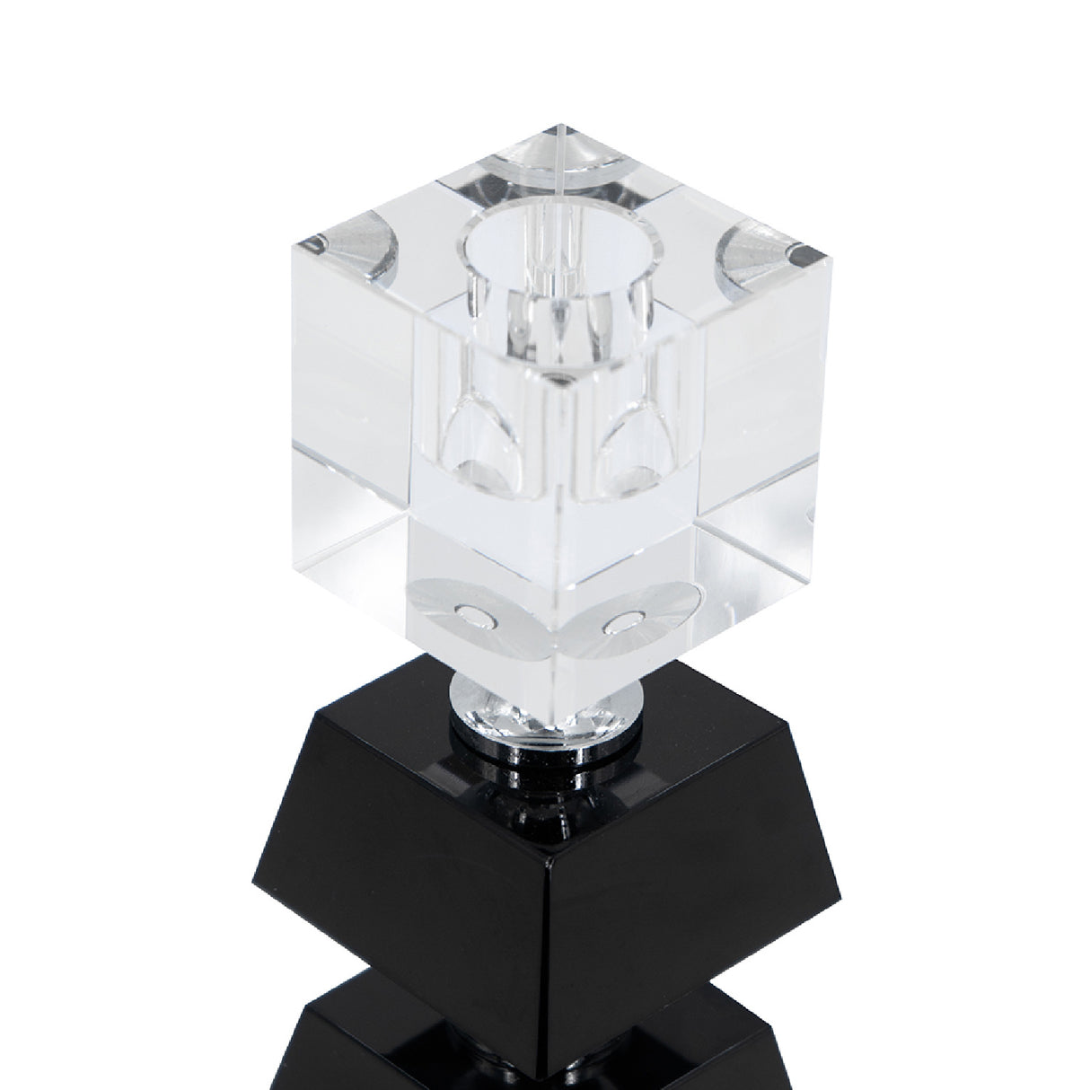Black and Clear Square Candle Holder | OROA