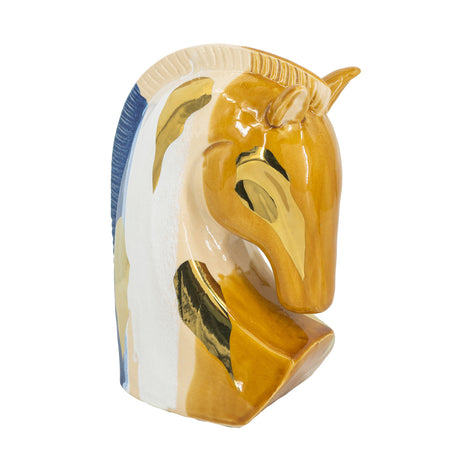 Multicolored Ceramic Horse Head Sculpture | OROA