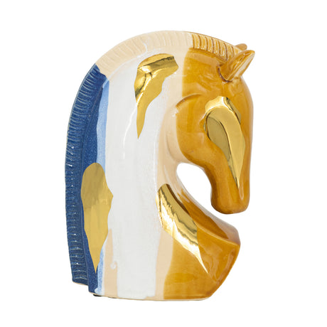 Multicolored Ceramic Horse Head Sculpture | OROA
