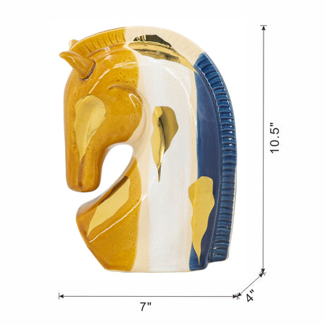 Multicolored Ceramic Horse Head Sculpture | OROA