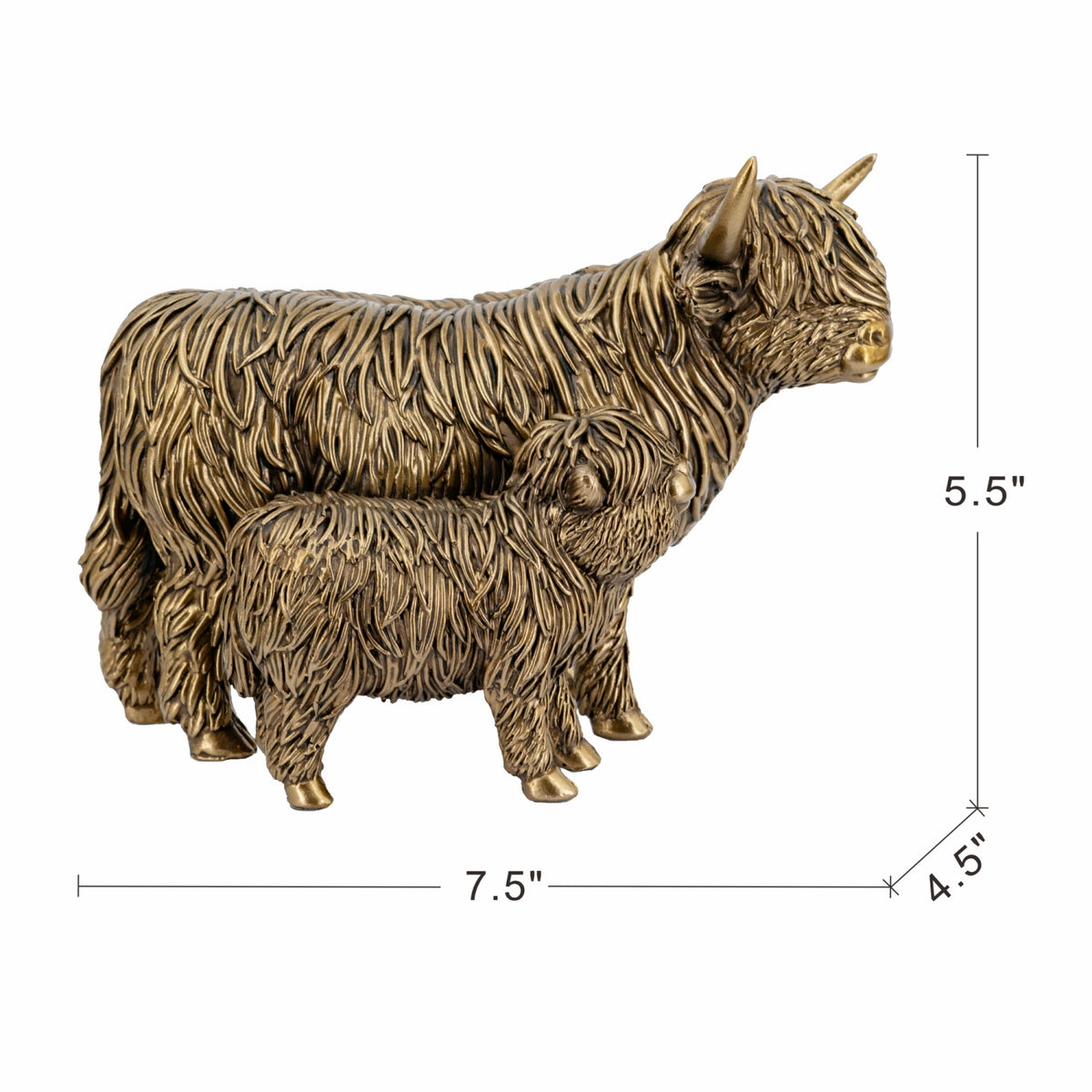 Bronze Highland Cow and Calf Statue | OROA