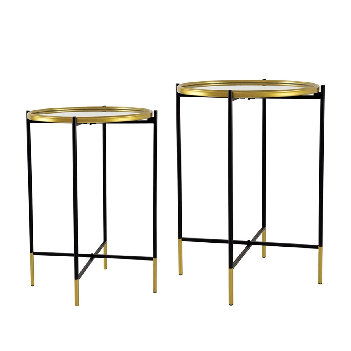 Glass Top Round Side Table (Set of 2) | OROA
